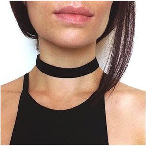 Doubnine Thick Black Choker Velvet Plain Collar Wide Necklace Gothic (0.8"x0.8")